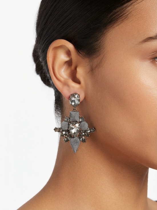 Banana Republic Jewelry - Banana Republic Gray Crystal Drop Statement Earrings